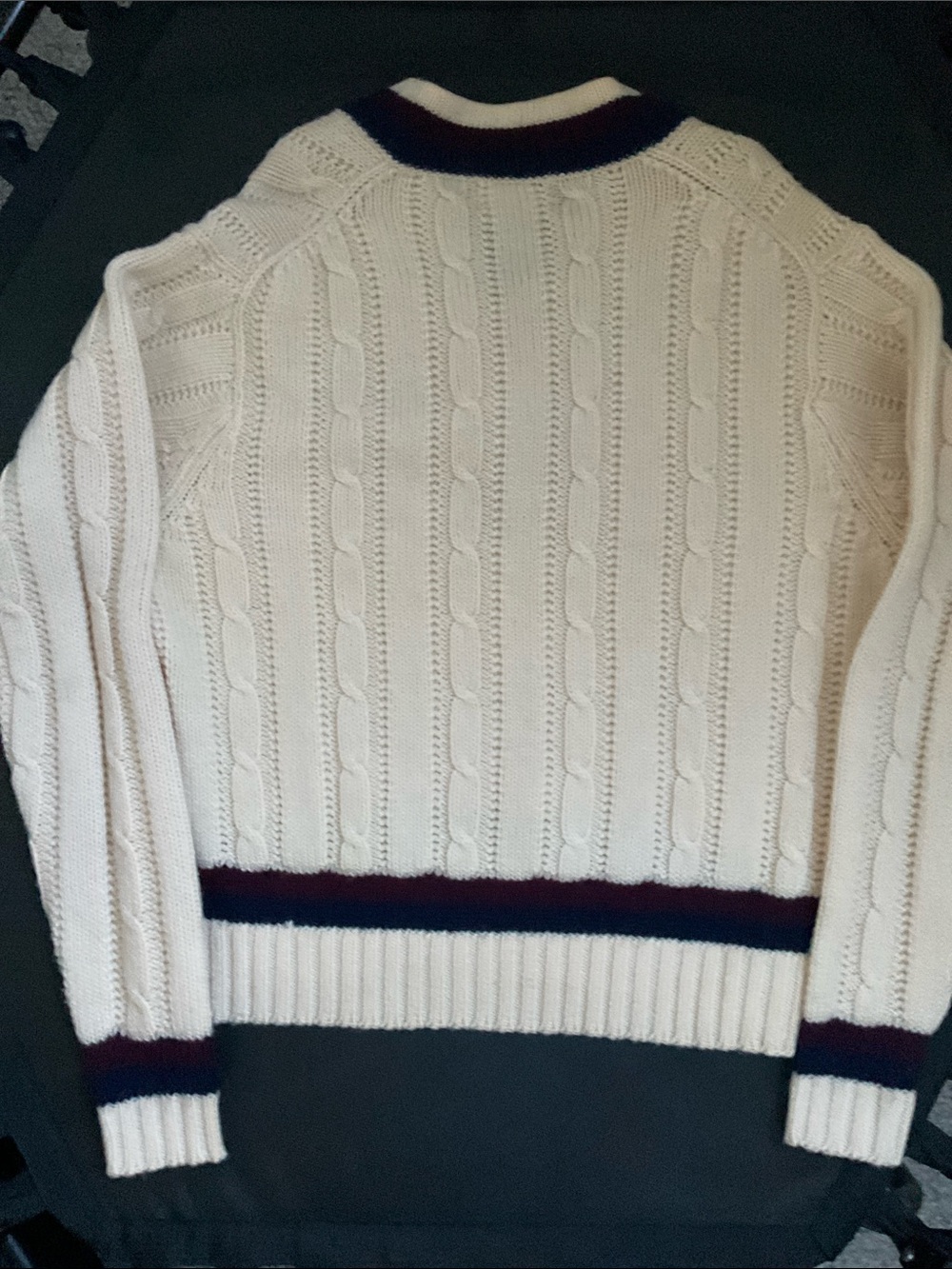 Men's Cream Cable Knit Paca-Links Drummond V-Neck Sweater XL , Pure virgin wool - Picture 6 of 6
